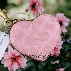 Coach Powder Pink Heart Bag Charm Purse